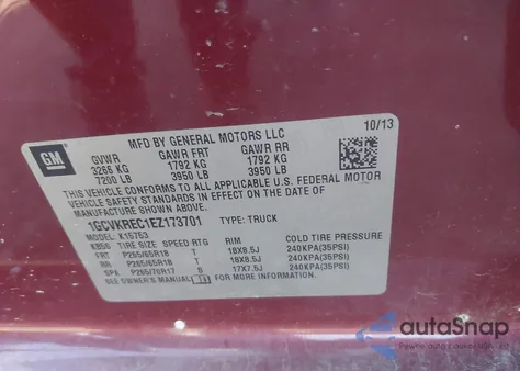 2014 Chevrolet Silverado 1500 2Lt from USA, damaged, VIN 1GCVKREC1EZ173701